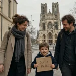 Activités enfants Reims : famille près de la Cathédrale