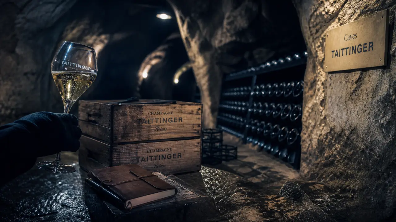 Champagne Taittinger, visites des caves à Reims, verre de dégustation
