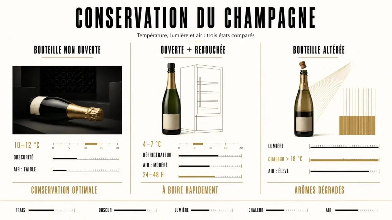 Est ce que le champagne se périme : comparaison entre bouteille fermée, ouverte et altérée