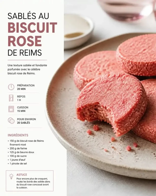 Sablés au biscuit rose de Reims, une pâtisserie artisanale typique de Reims