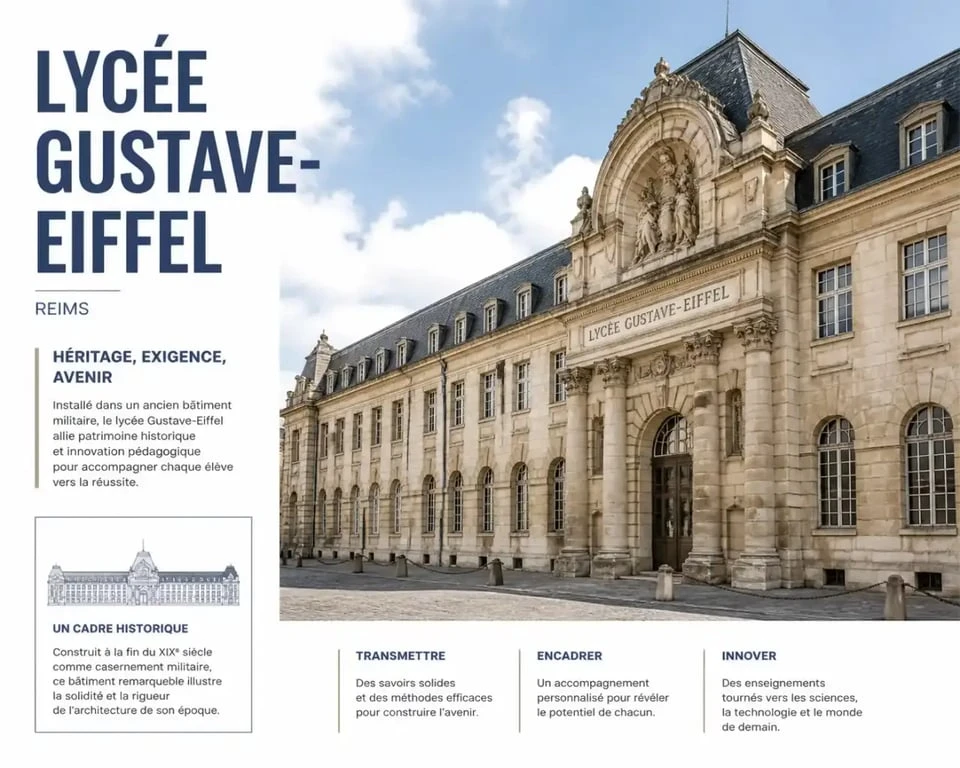 Lycée Gustave-Eiffel, point d'intérêt historique du quartier Orgeval à Reims