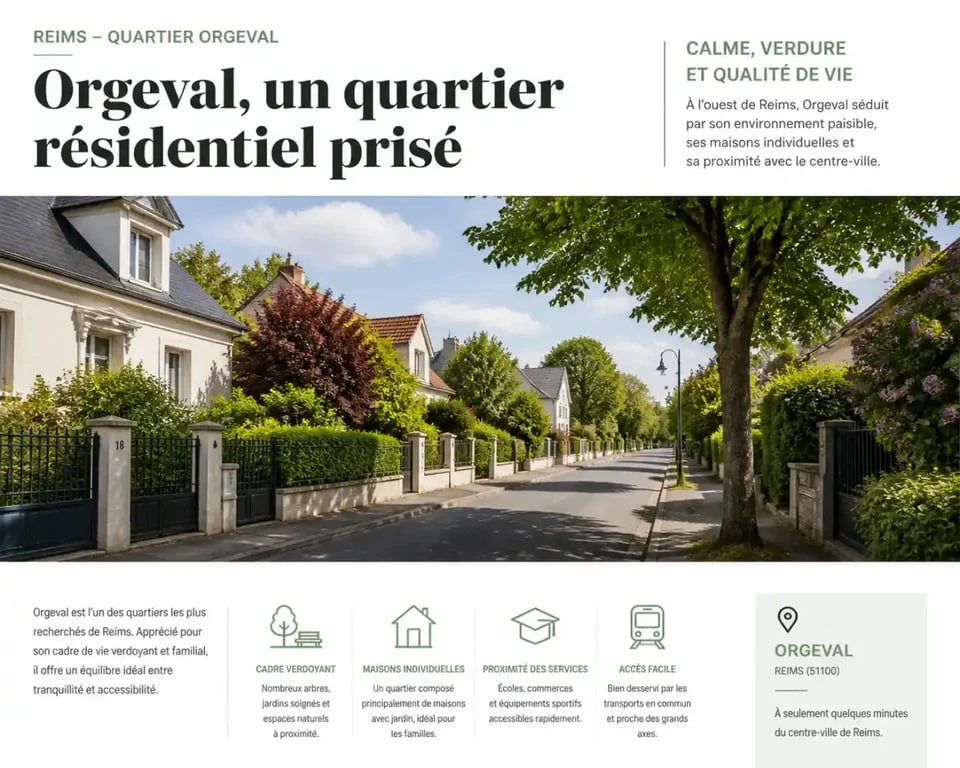 Rue résidentielle calme dans le quartier Orgeval à Reims