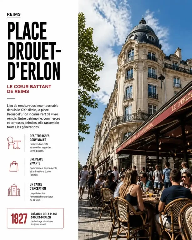 Place Drouet-d'Erlon, le cœur des sorties à Reims