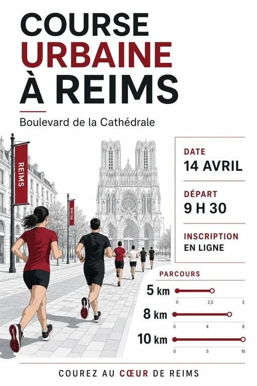 Foulée des Sacres à Reims : illustration des distances et informations pratiques de la course