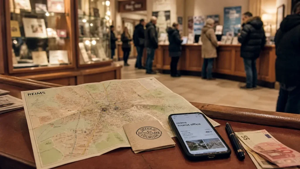 OT Reims, plan et carte à l’office du tourisme pour visiter la Champagne