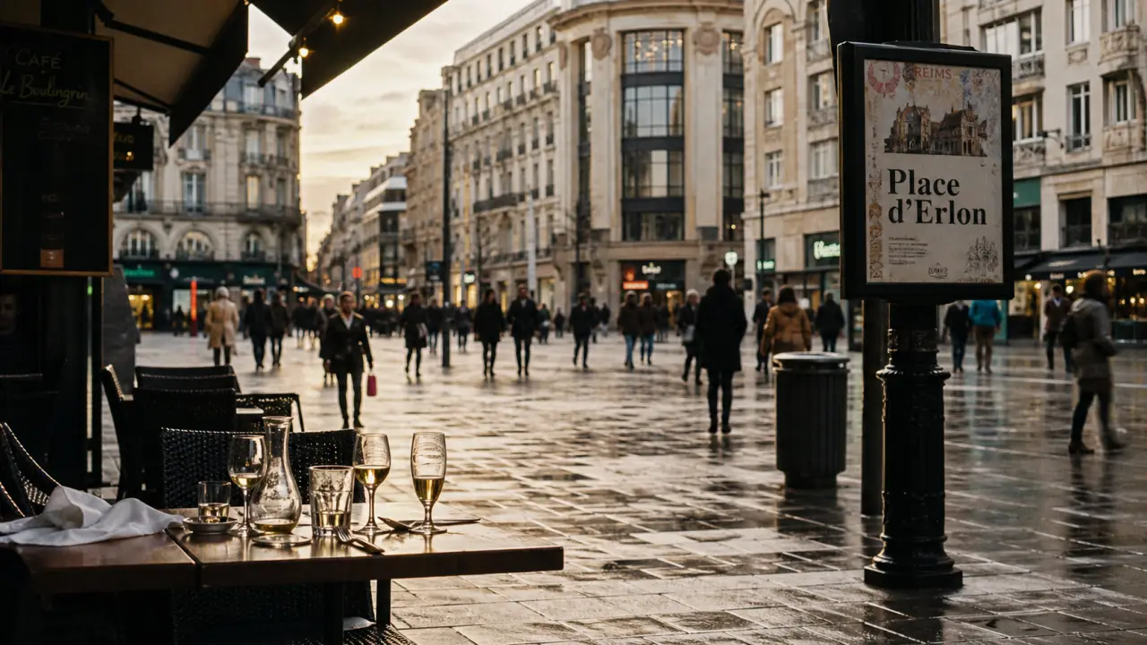 place drouet d'erlon à Reims, terrasses et vie piétonne