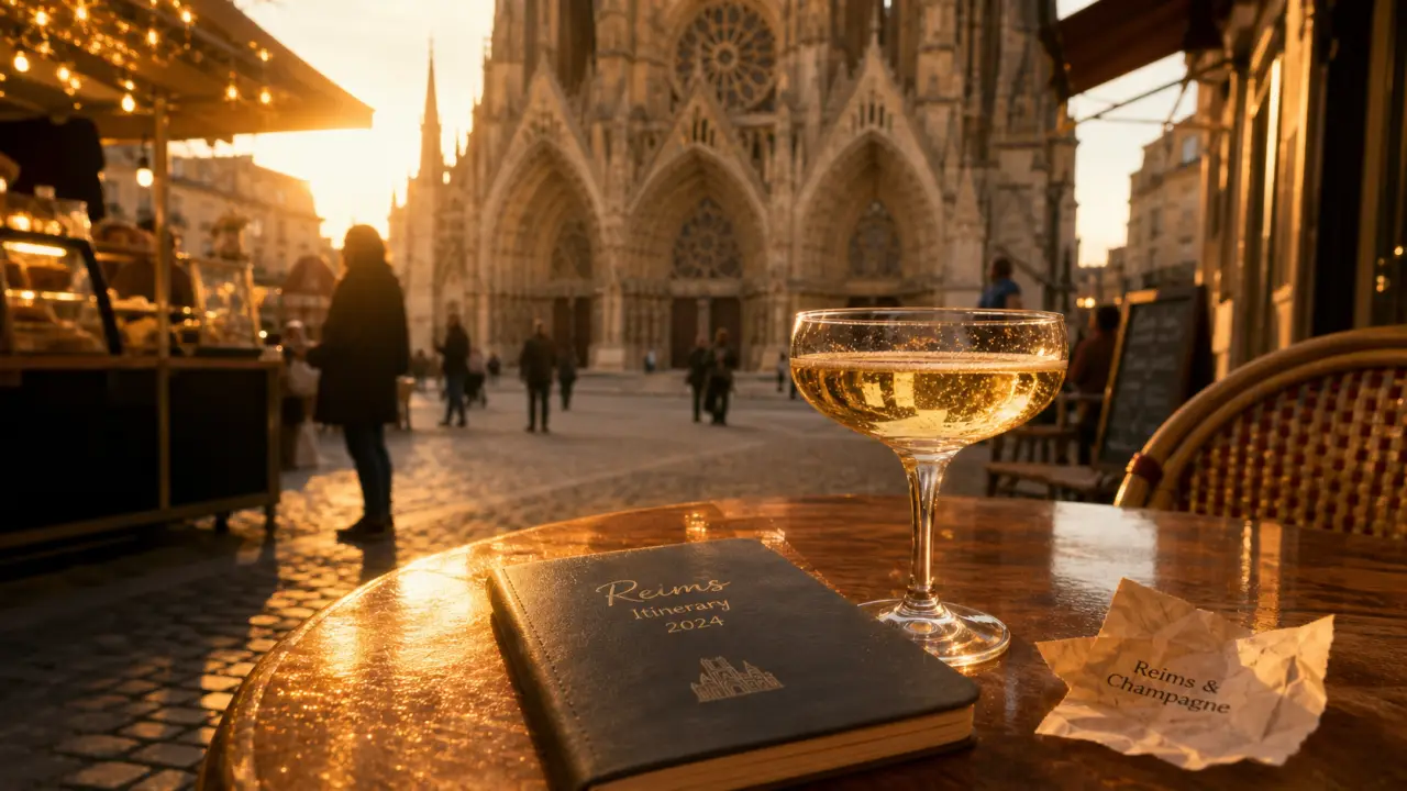 Que faire Reims : coupe de champagne près de la cathédrale