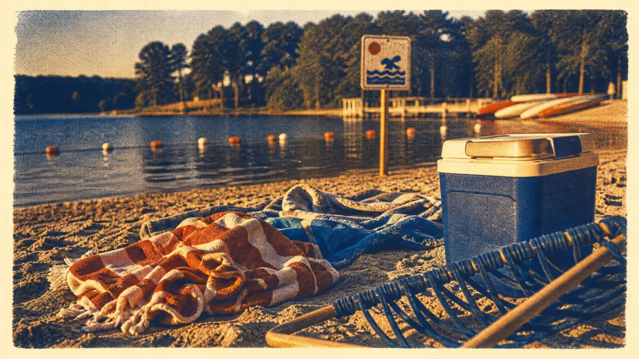 Plage surveillée sur un reims lac près de Reims, zone de baignade
