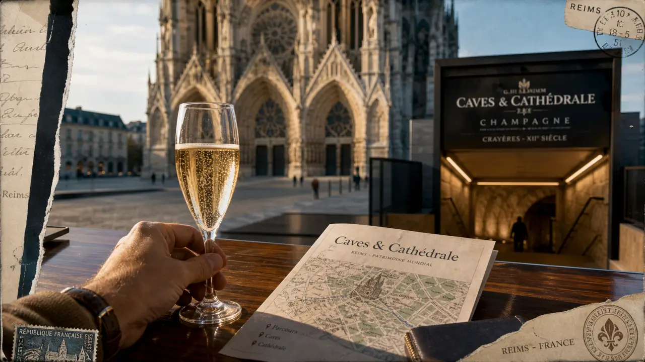 To do reims : verre de champagne et cathédrale de Reims