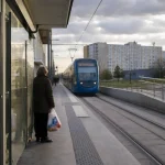 Tramway au quartier croix rouge reims, quai et campus universitaire