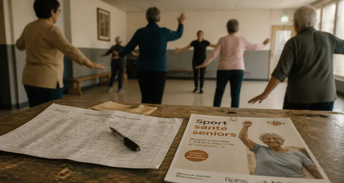Activités seniors Reims : gym douce en maison de quartier, seniors et animateur
