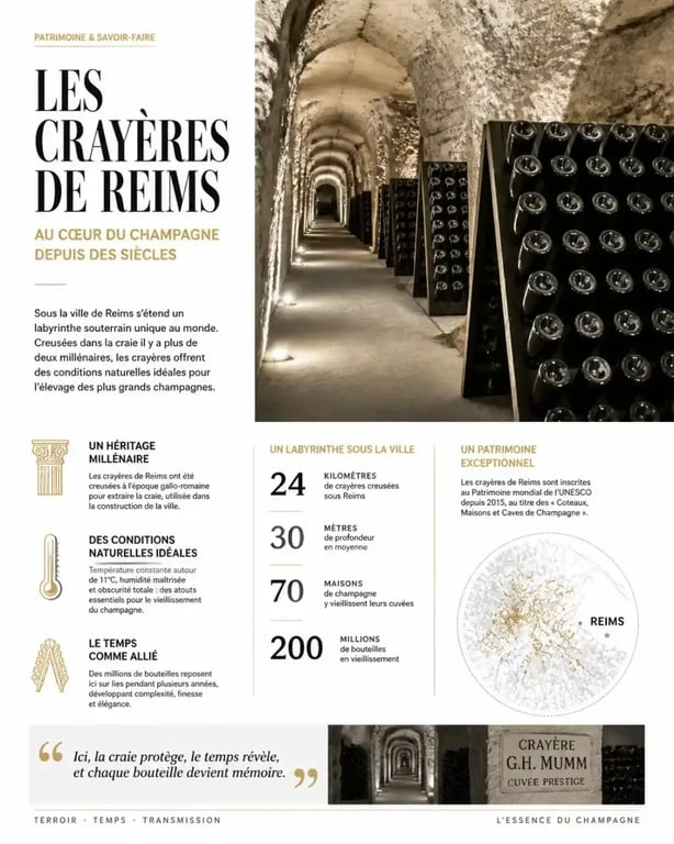 Crayères historiques pour une dégustation de champagne à Reims