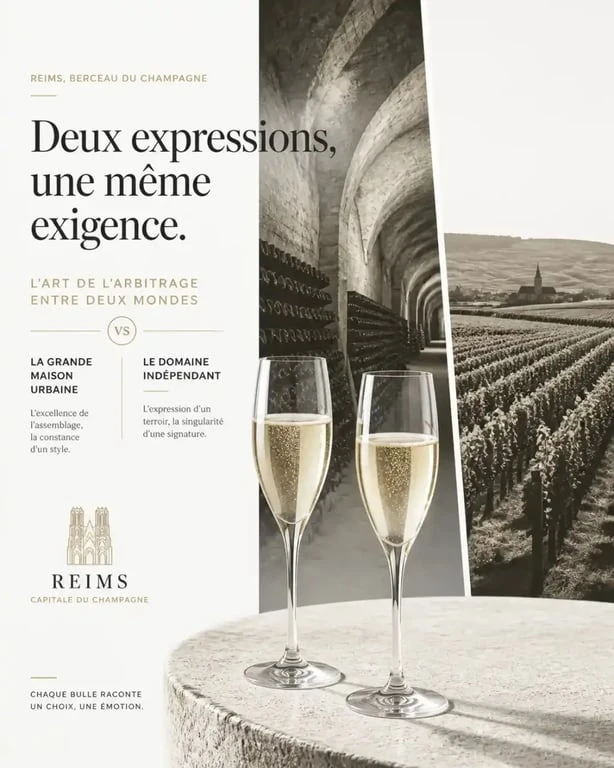 Champagne proeverij reims dans une cave crayeuse historique de Reims avec vignobles en arrière-plan