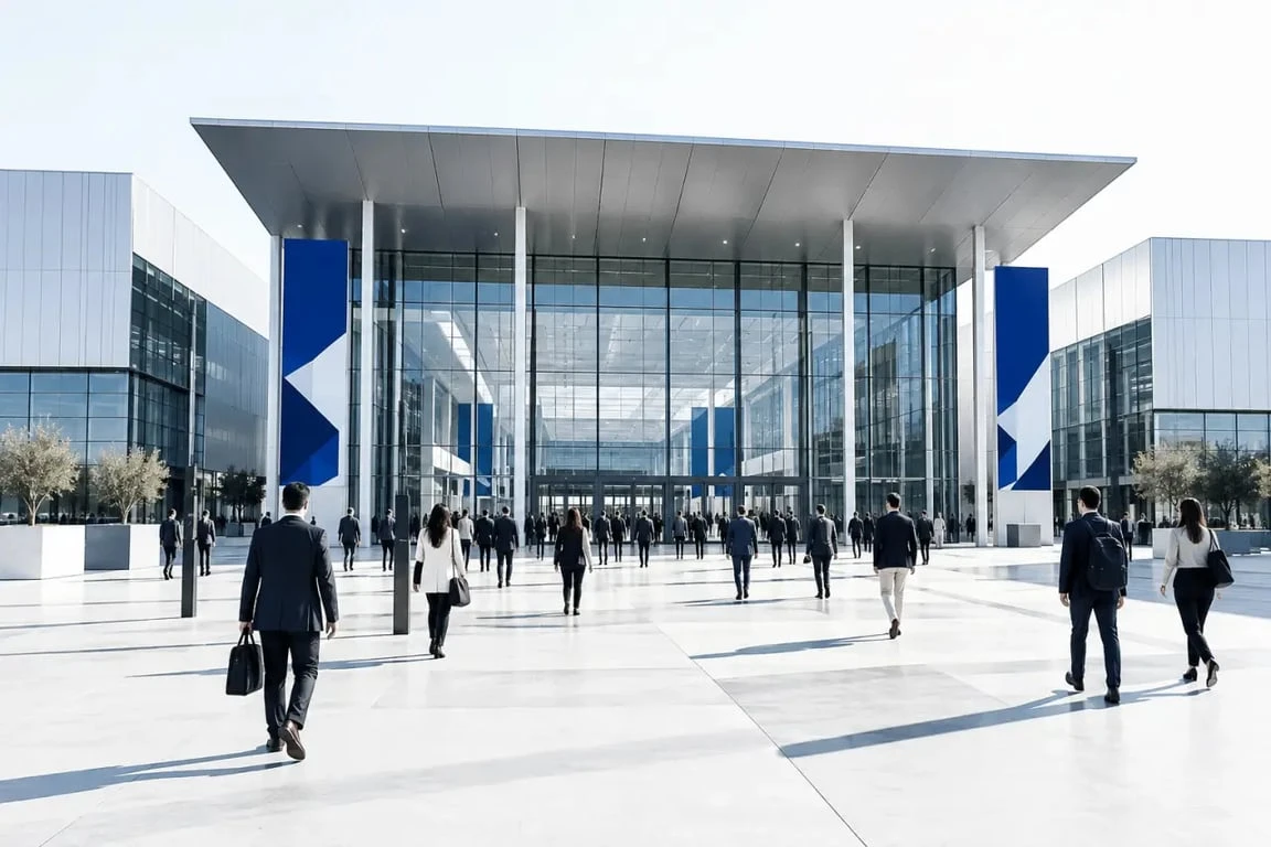 Parc des expositions de Reims vu depuis l’esplanade lors d’un événement