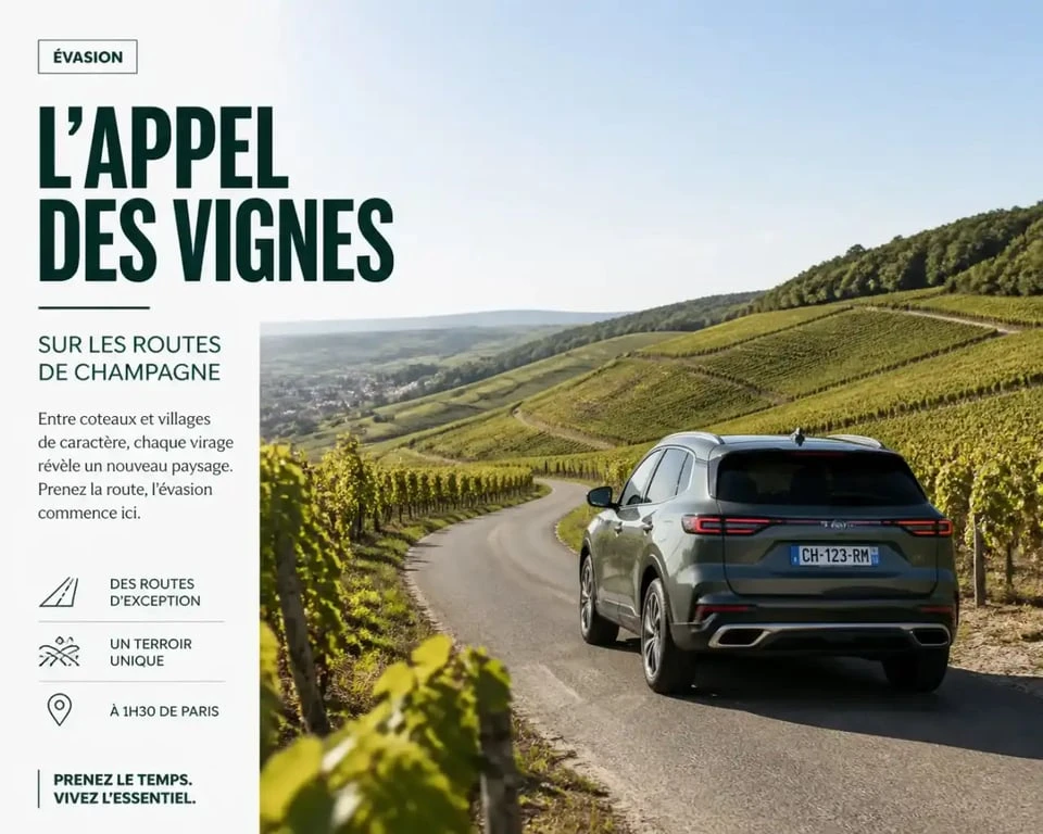 SUV de location pour visiter le vignoble champenois depuis Reims