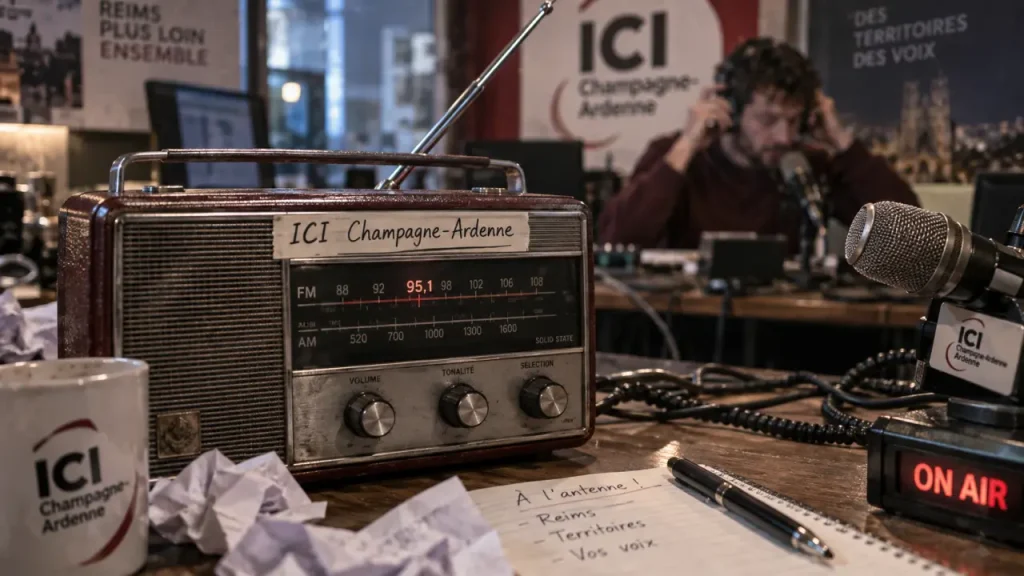 Ici Champagne Reims : poste radio 95,1 MHz en studio