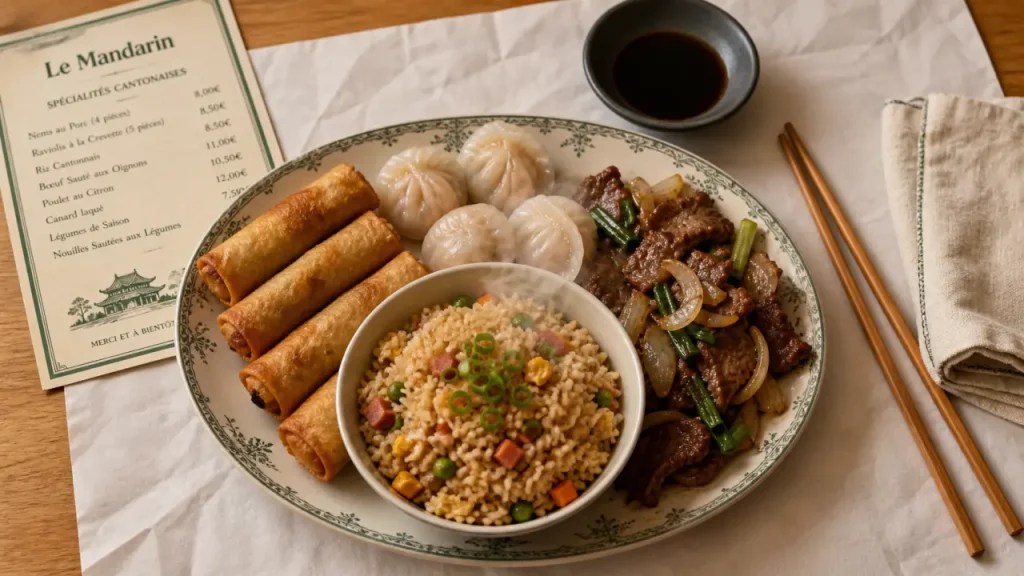 Le mandarin reims : nems et raviolis sur table
