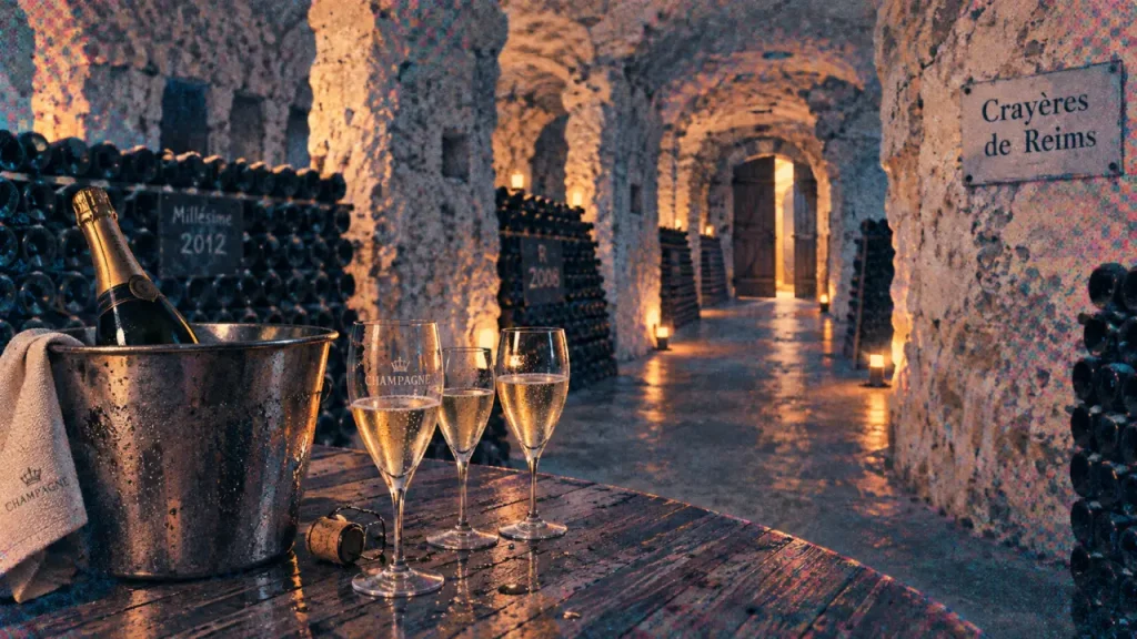 Crayères de Reims France Champagne Houses, bouteilles pour dégustation
