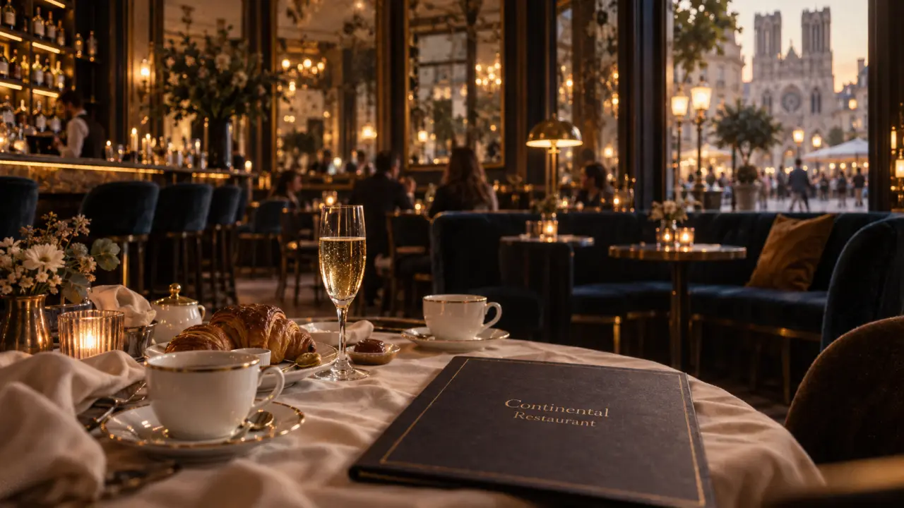 continental restaurant reims : salle lounge avec petit-déjeuner et cocktails