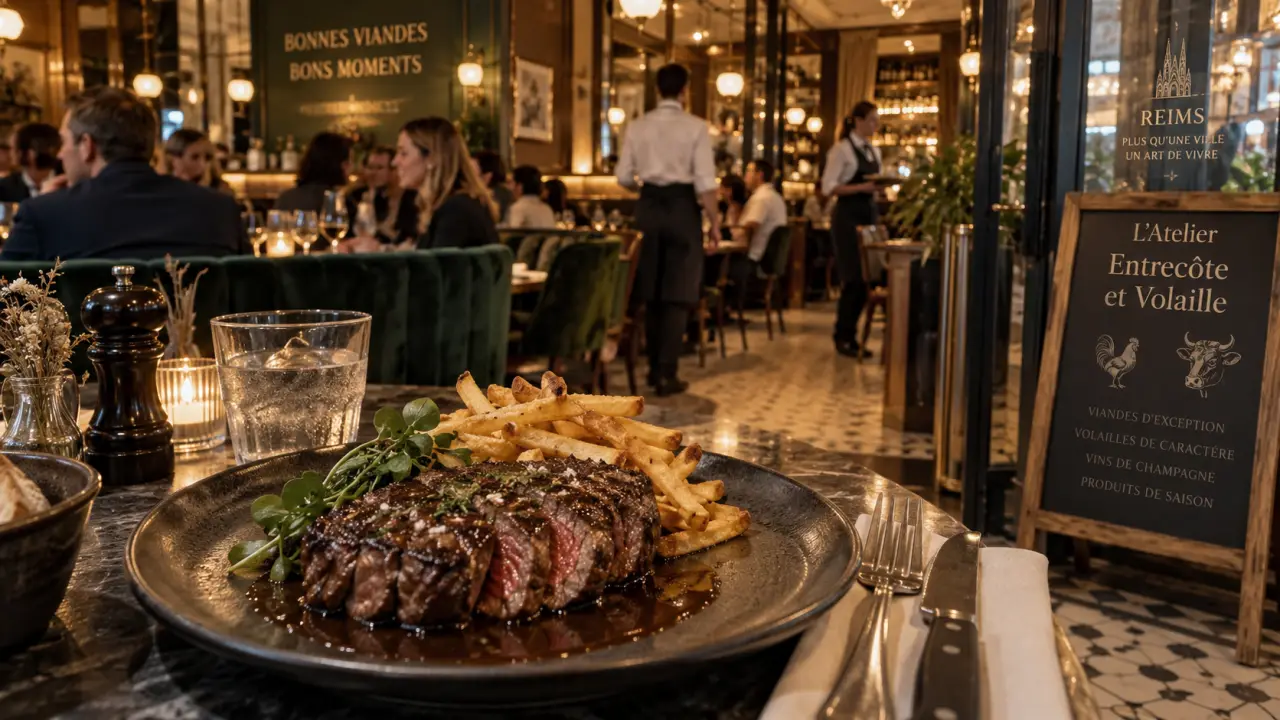 Restaurant l atelier reims : entrecôte et frites dans une brasserie